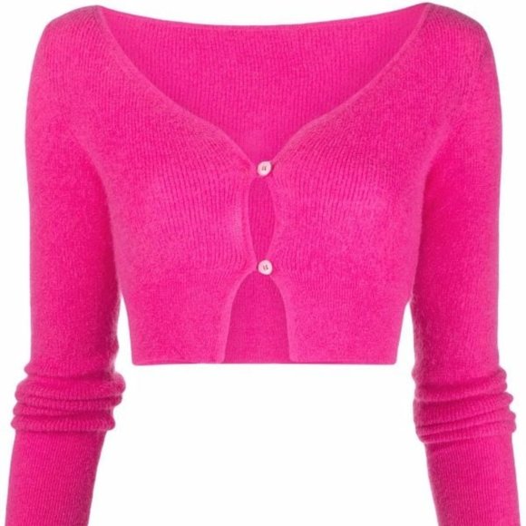 Jaquemus Cropped Cardigan Le Alzou Fushia Pink EU 44 - Picture 1 of 6